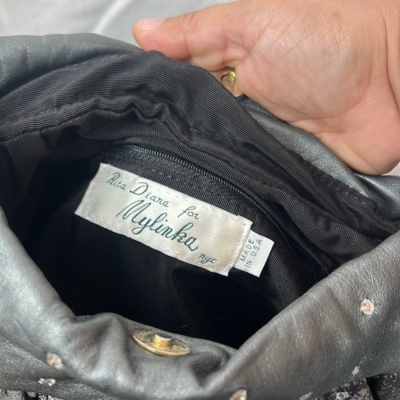 Rita Diana for Mylinka Gray and silver with crystals cinch leather purse bag - Picture 5 of 8